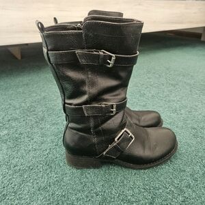 Sonoma 8 Black Leather Buckle Boots